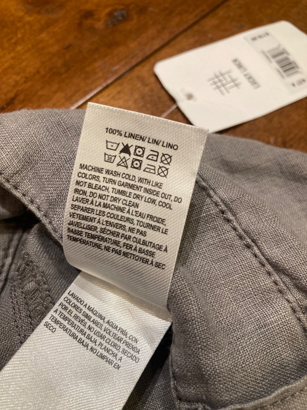 100% linen Lucky Brand gray wide leg pants - Picture 4 of 8